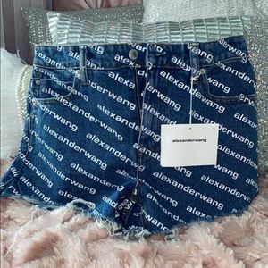Brand new never worn Alexander wang logo print shorts size 28